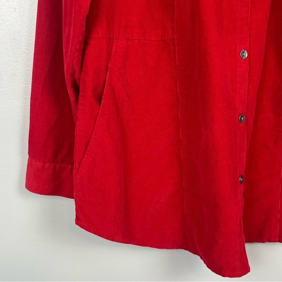 J.Jill Corduroy red 100% cotton button front shirt, medium petite. - Picture 5 of 9